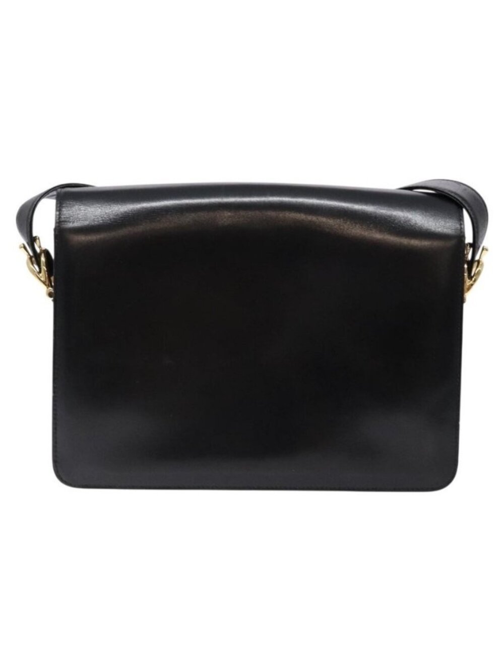 Authentic CELINE Horse Carriage Shoulder Bag Leather Black Gold - Picture 10 of 16